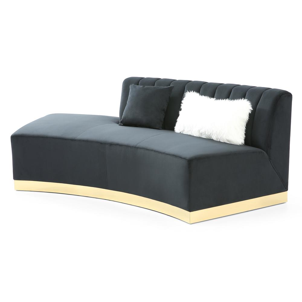 Brentwood 89 in. W Armless Velvet Curved Sofa in Black, PF-G0433-SCH. Picture 2