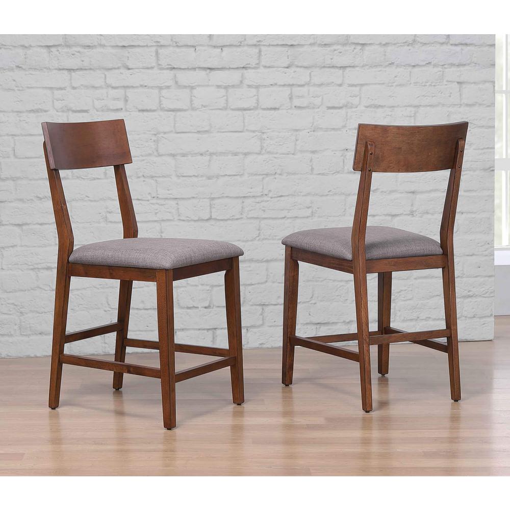 34 In. Danish Walnut High Back Wood Frame 24 in. Bar Stool  (Set of 2). Picture 5