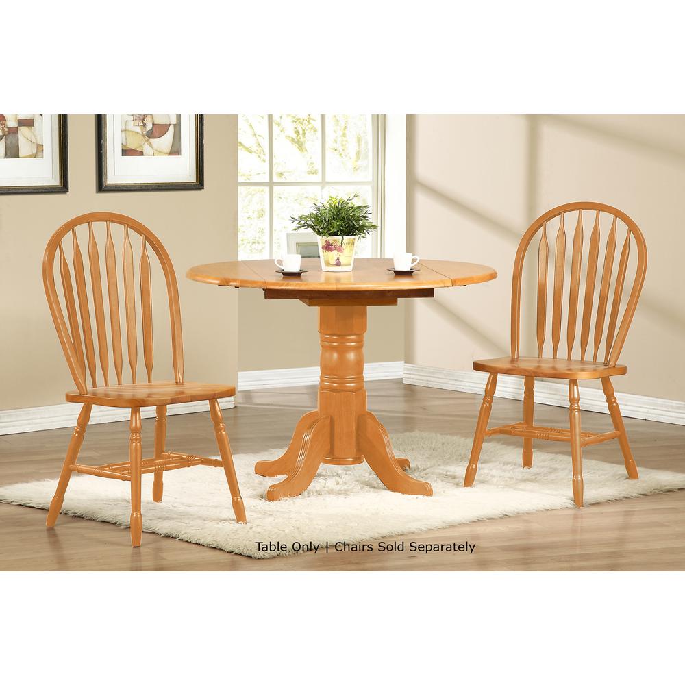 Oak Selections 42 in. Round Extendable Light Oak Wood Drop Leaf Dining Table (Seats 6). Picture 5