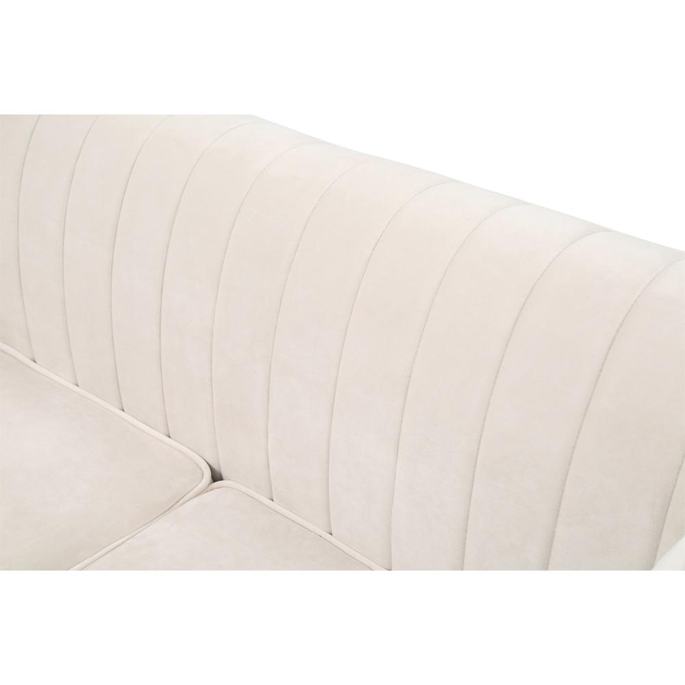 Delray 87 in. Ivory Velvet 2-Seater Sofa with 2-Throw Pillow. Picture 5