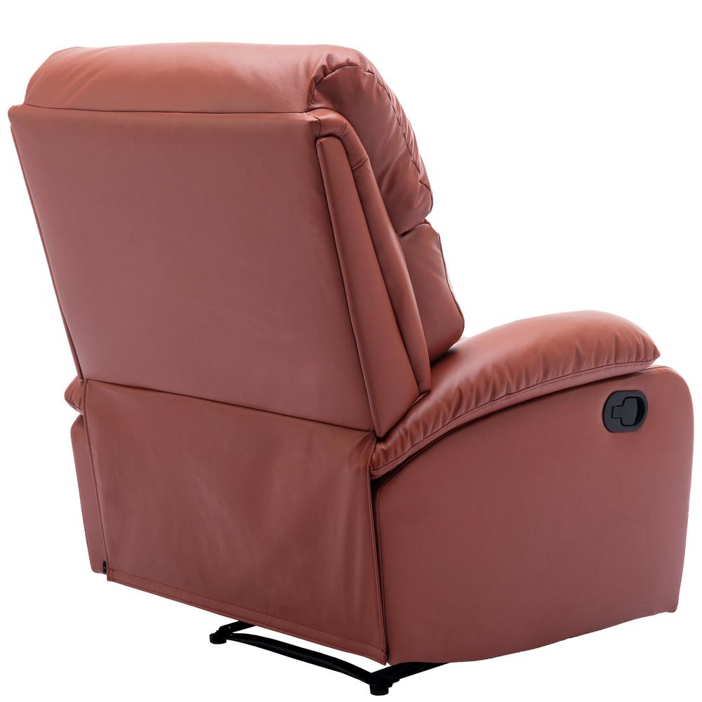 Yingj Brown Wide Manual Standard Recliner with Technical Leather Thick Armrests. Picture 4