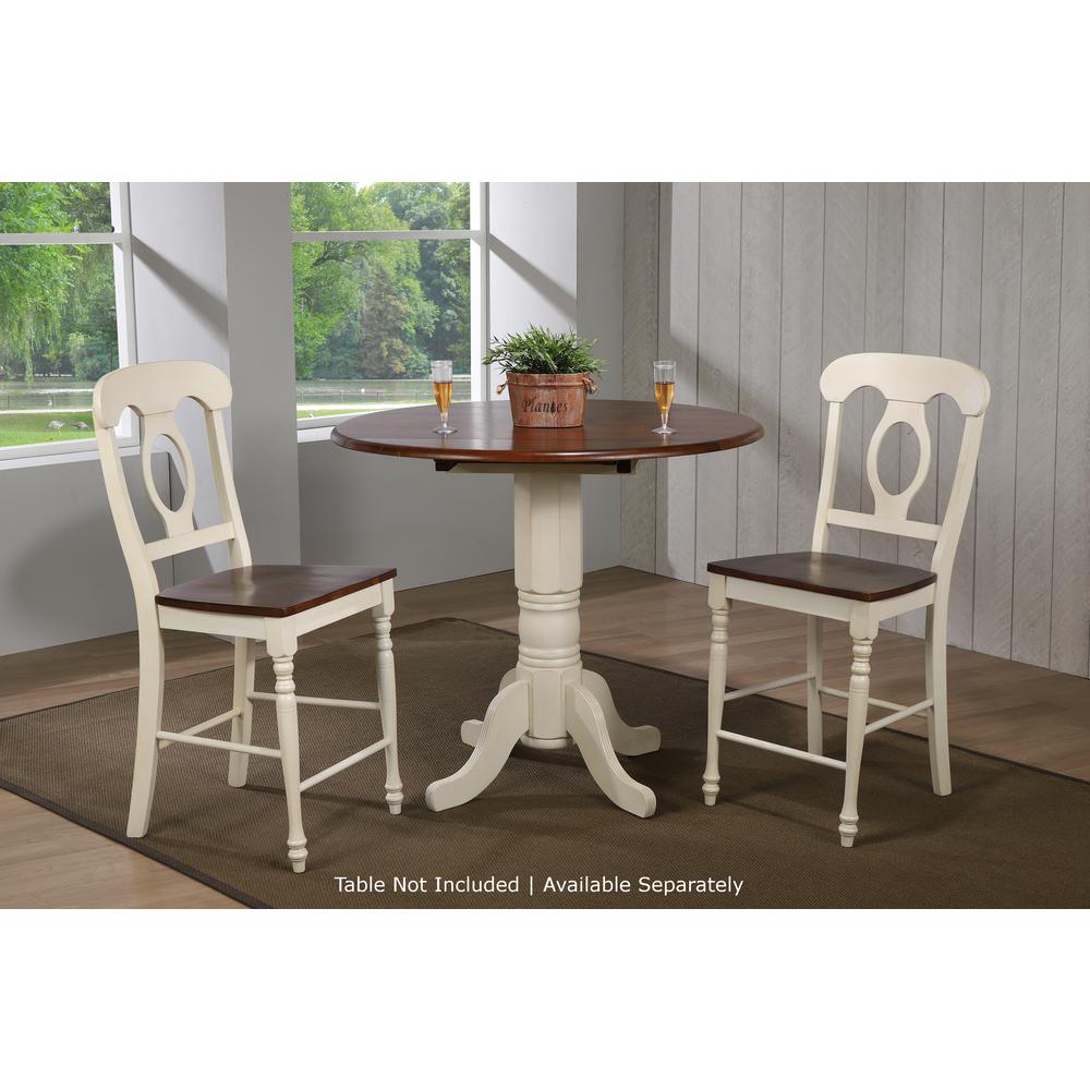 43 in. White with Chestnut Brown High Back Wood Frame 24 in. Bar Stool (Set of 2). Picture 4