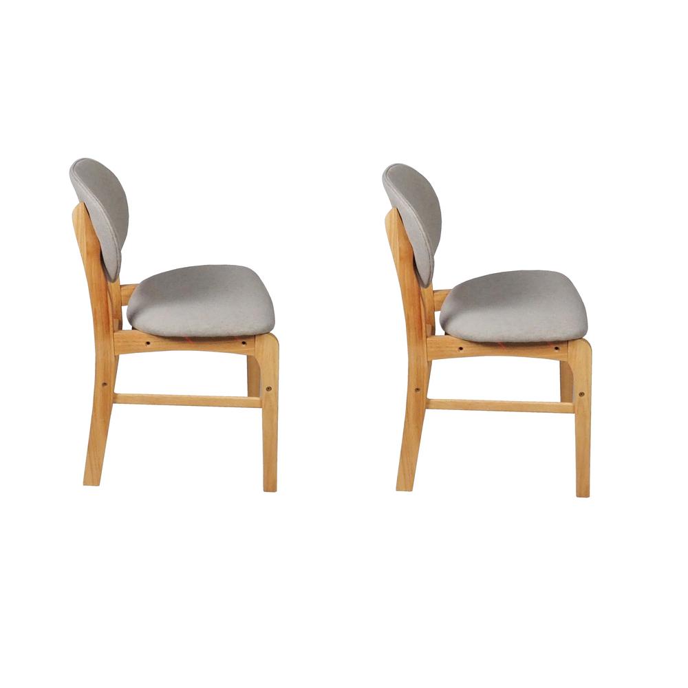 Lily Light Grey Rubber Wood Fabric Dining Chair with Natural Leg (Set of 2). Picture 3