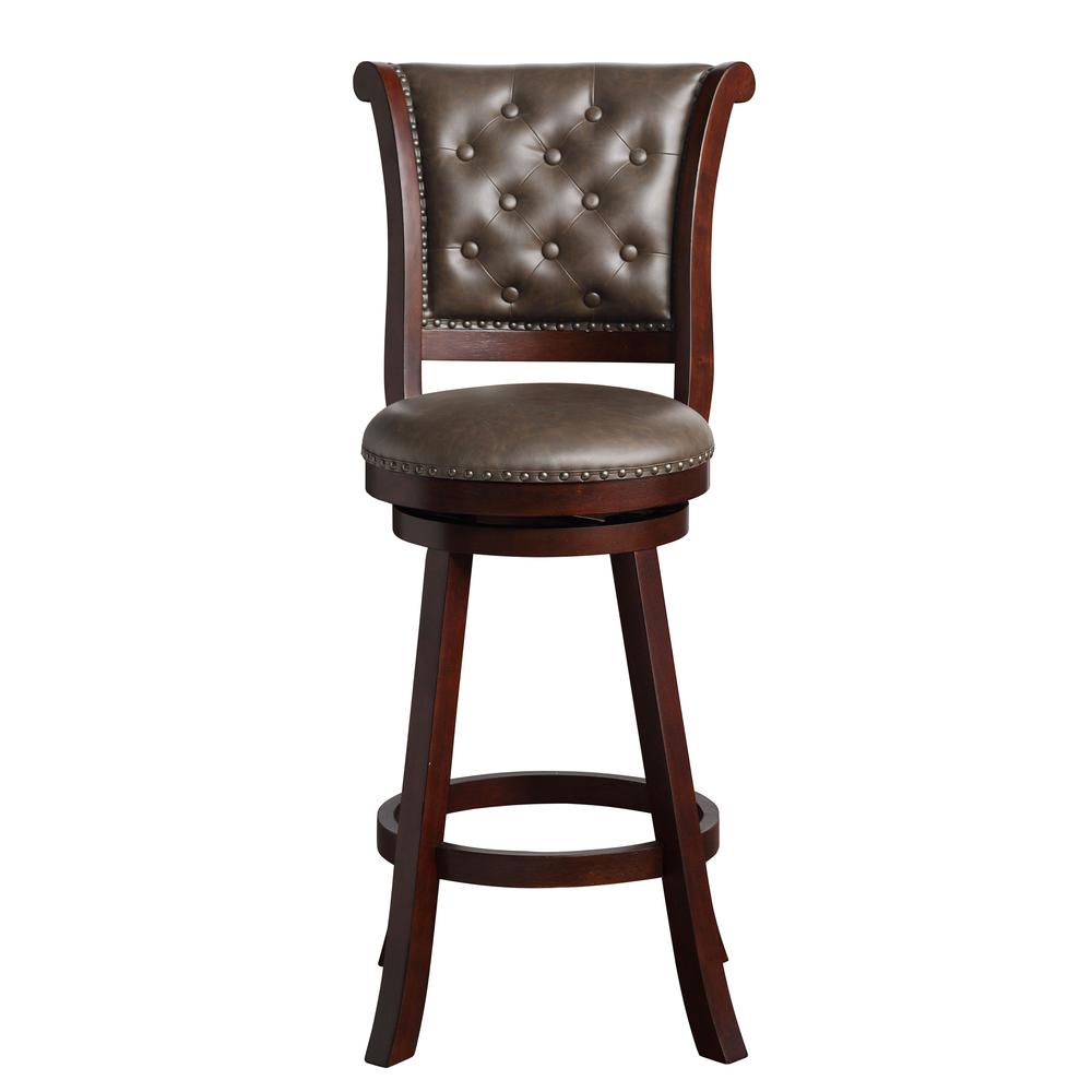 SH Tufted 44.5 in. Mahogany High Back Wood 29 in. Bar Stool. Picture 1