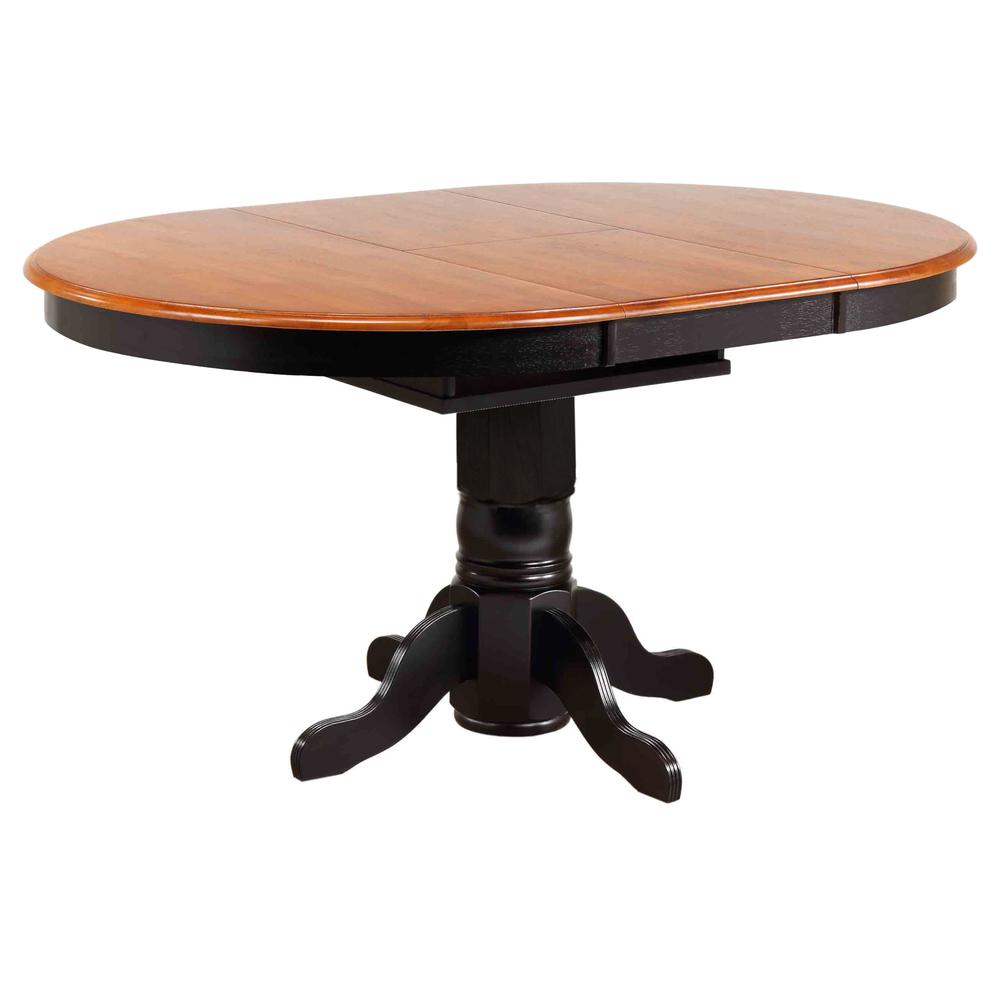 54 in. Oval Distressed Antique Black with Cherry Top Solid Wood Pub Dining Table (Seats 8). Picture 1