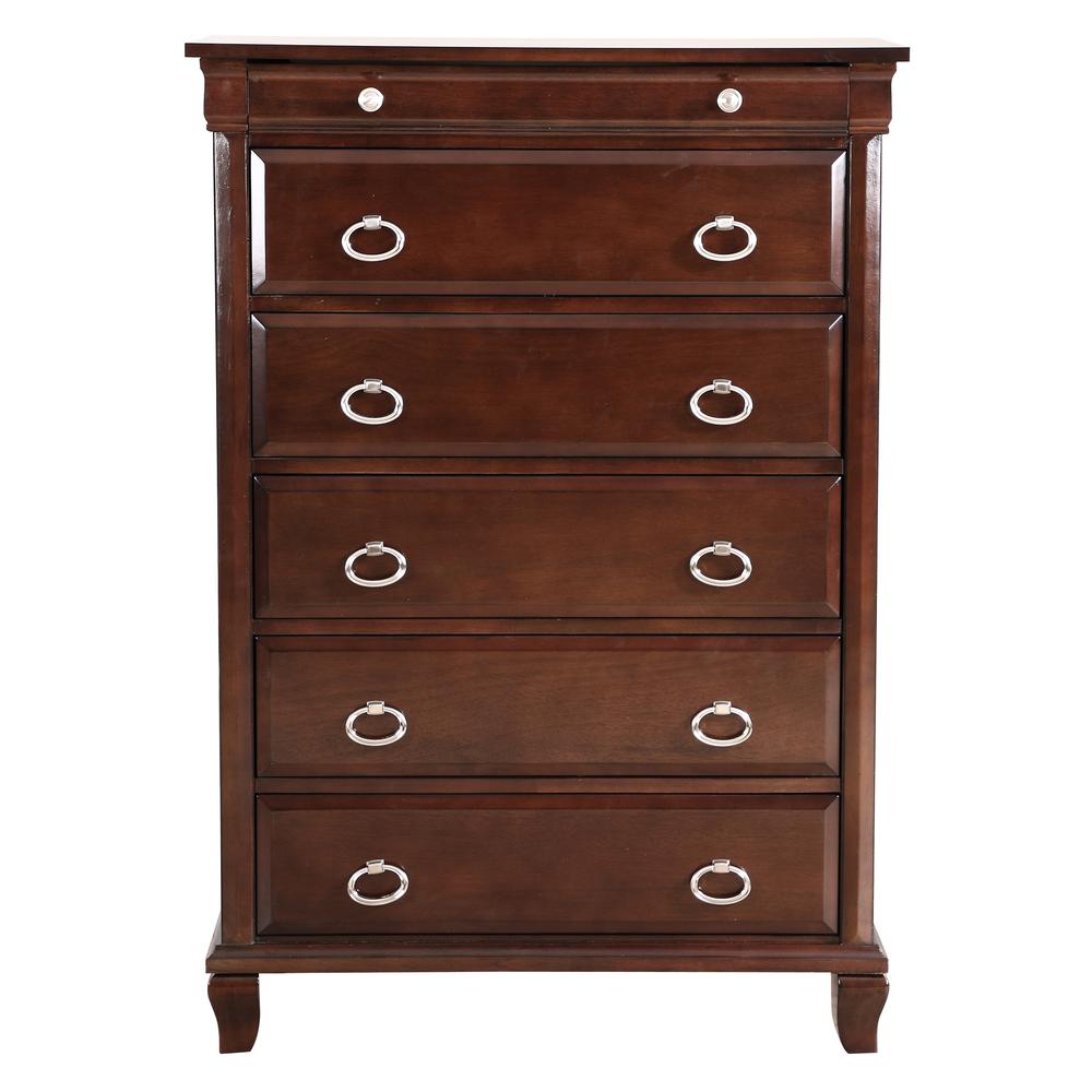 Triton Cappuccino 6-Drawer Chest of Drawers (36 in. L X 17 in. W X 53 in. H). Picture 1