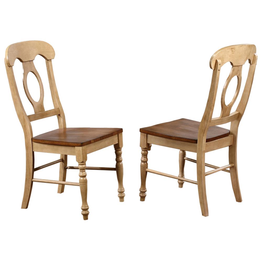 Distressed Two Tone Light Creamy Wheat with Warm Pecan Brown Side Chair (Set of 2), BH-BR-C50-PW-2. Picture 1