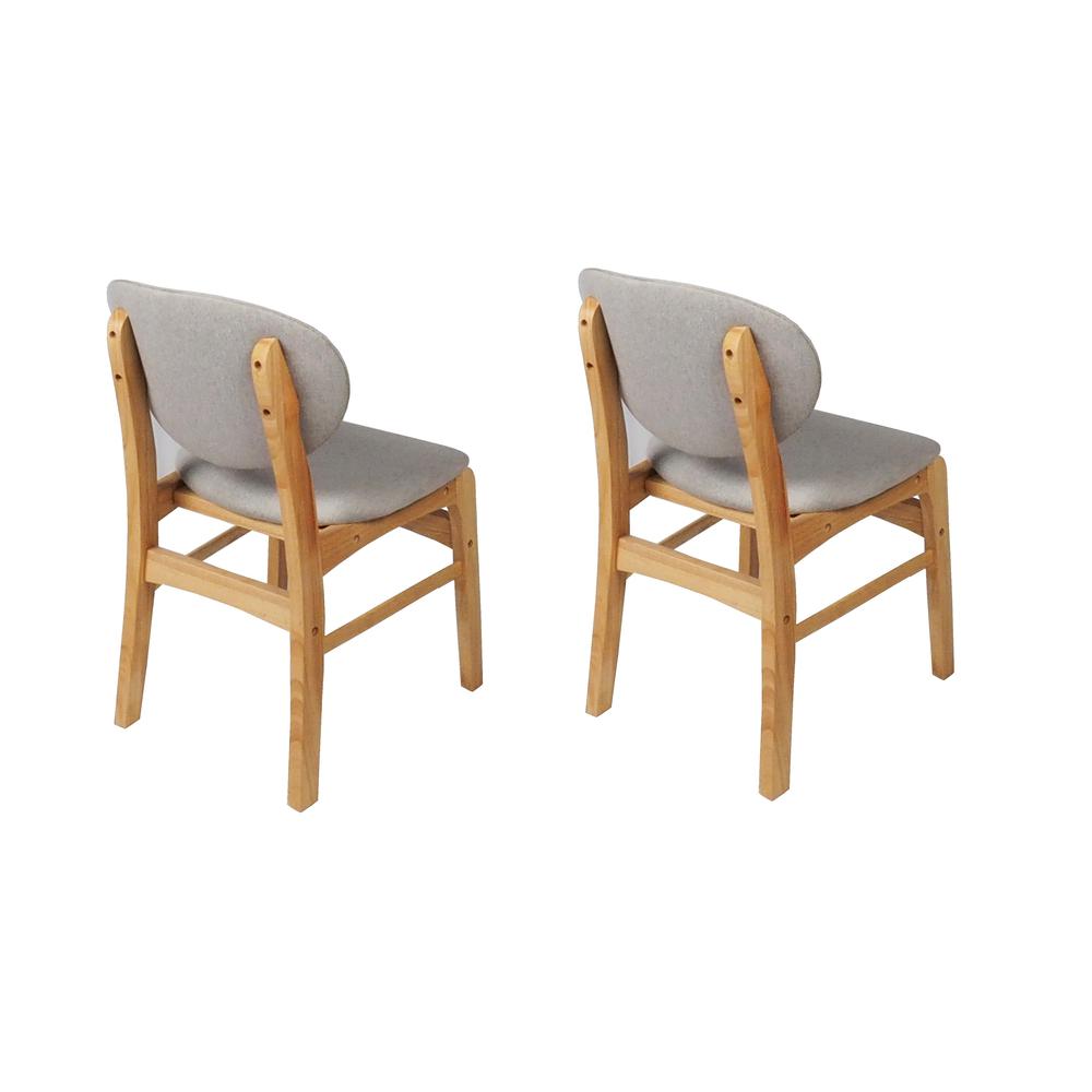 Lily Light Grey Rubber Wood Fabric Dining Chair with Natural Leg (Set of 2). Picture 4