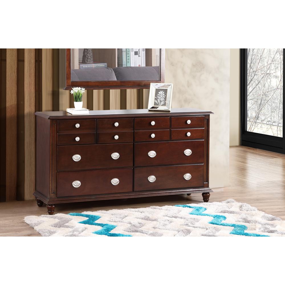Summit 12-Drawer Cappuccino Dresser (35 in. X 65 in. X 18 in.). Picture 8