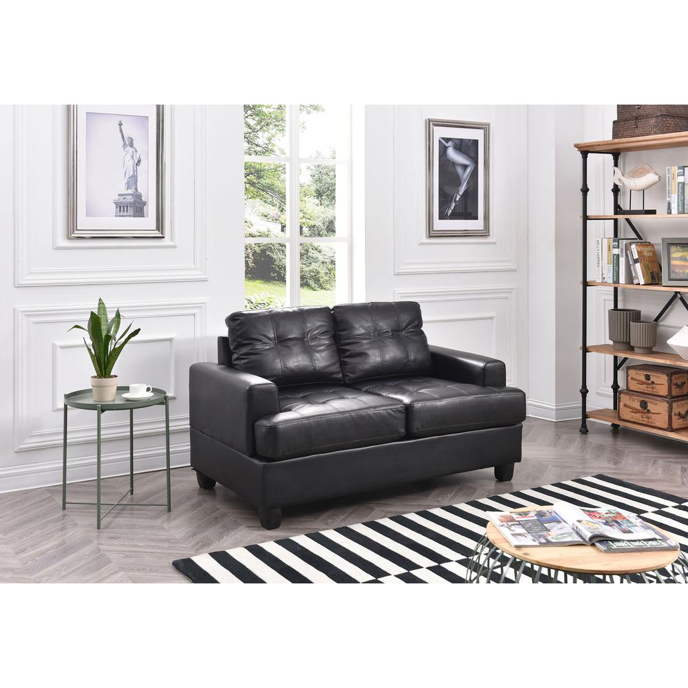 Sandridge 58 in. W Flared Arm Faux Leather Straight Sofa in Black. Picture 5