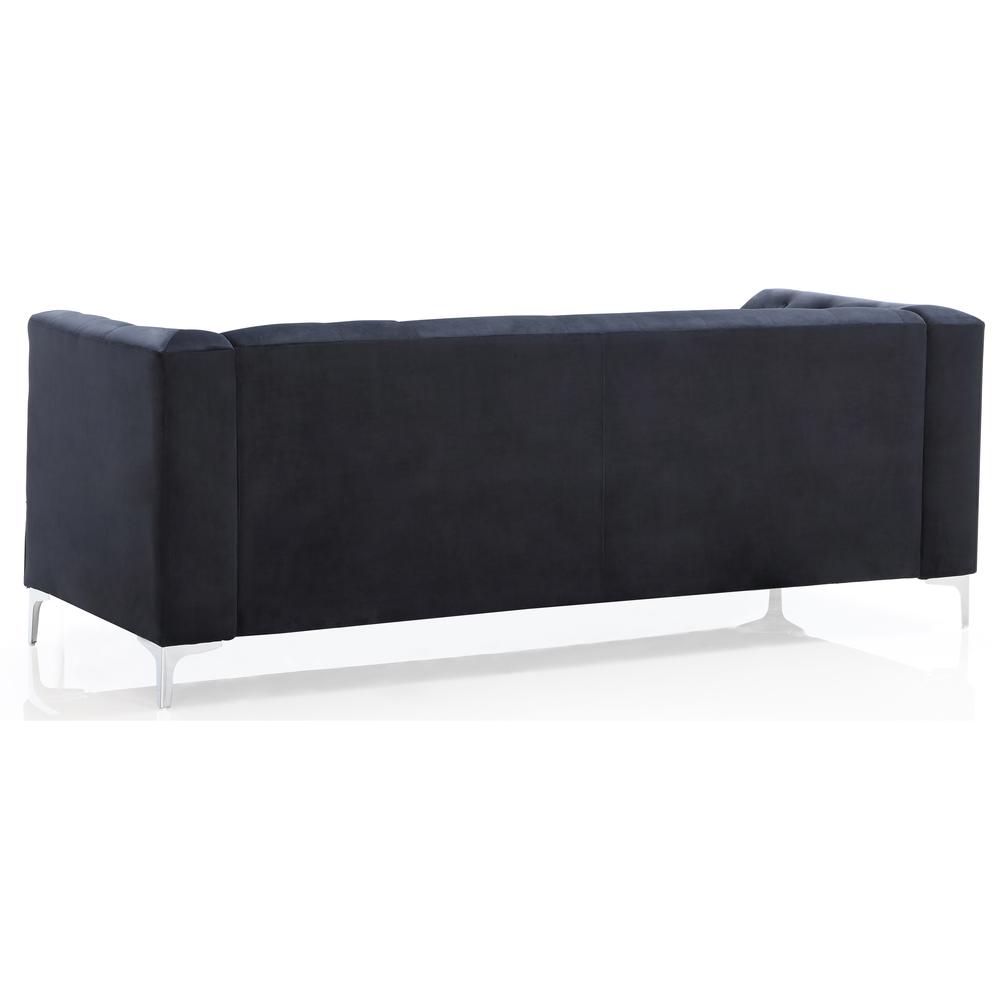 Pompano 83 in. Black Tufted Velvet Loveseat with 2-Throw Pillow. Picture 3