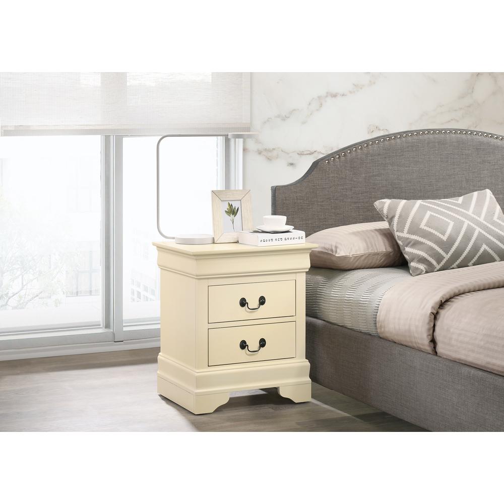 Louis Philippe 2-Drawer Beige Nightstand (24 in. H X 21 in. W X 16 in. D). Picture 5
