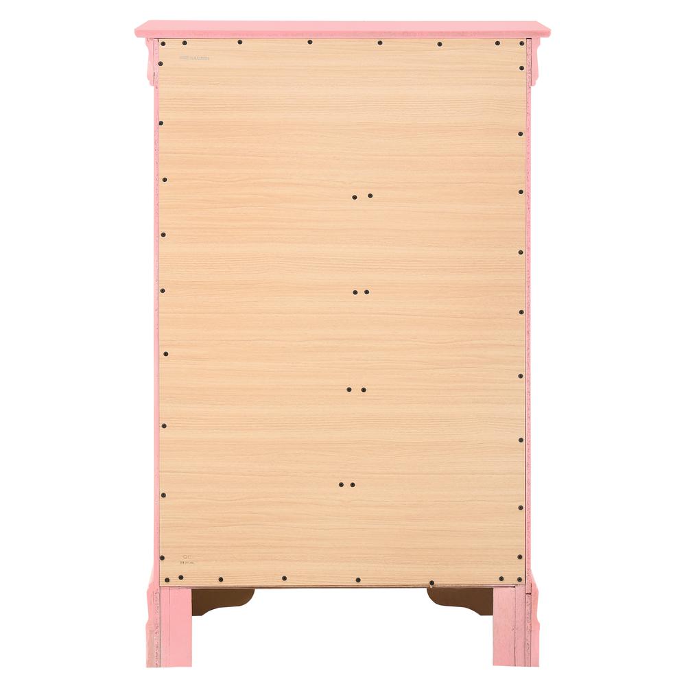 Louis Phillipe II Pink 5 Drawer Chest of Drawers (31 in L. X 16 in W. X 48 in H.). Picture 4