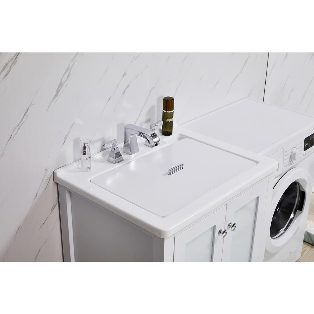 Stufurhome Carter 27 in. x 34 in. White Engineered Wood Laundry Sink. Picture 3
