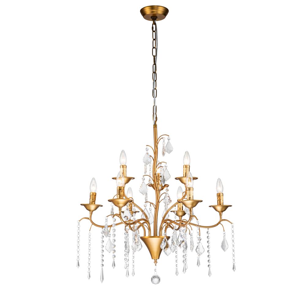 Beaufort 9-Light French Country/Cottage Crystal Chandelier 28-in Gold Finish. Picture 2