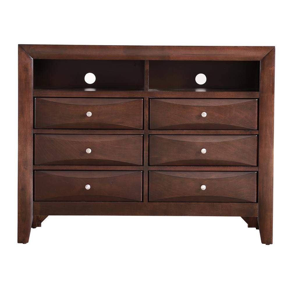 Marilla Cappuccino 6-Drawer Chest of Drawers (47 in. L X 17 in. W X 37 in. H). Picture 1