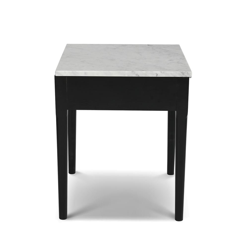 Alto 18" Square Italian Carrara White Marble Side Table with Black Legs. Picture 3