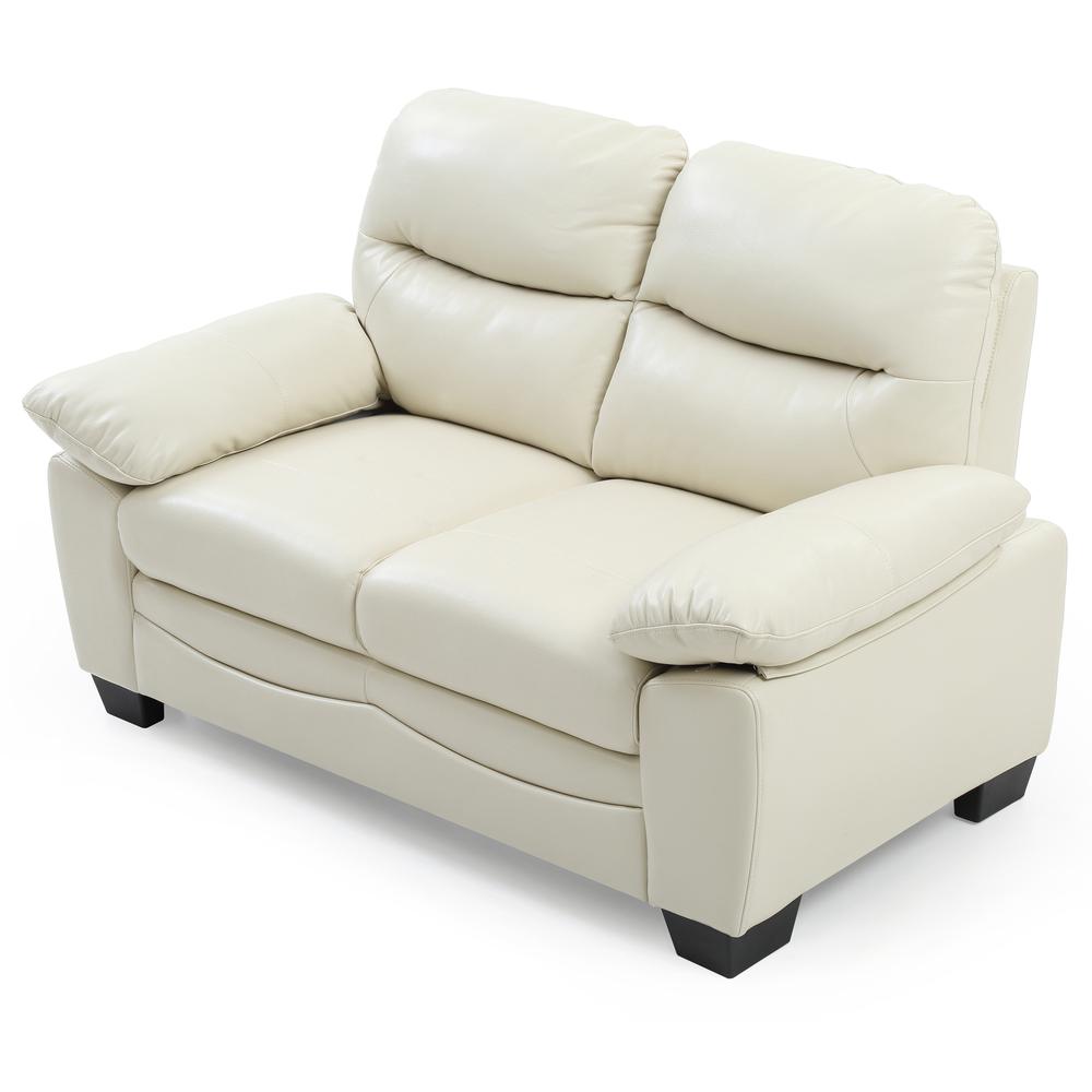 Marta 59 in. W Flared Arm Faux Leather Straight Sofa in Pearl. Picture 3