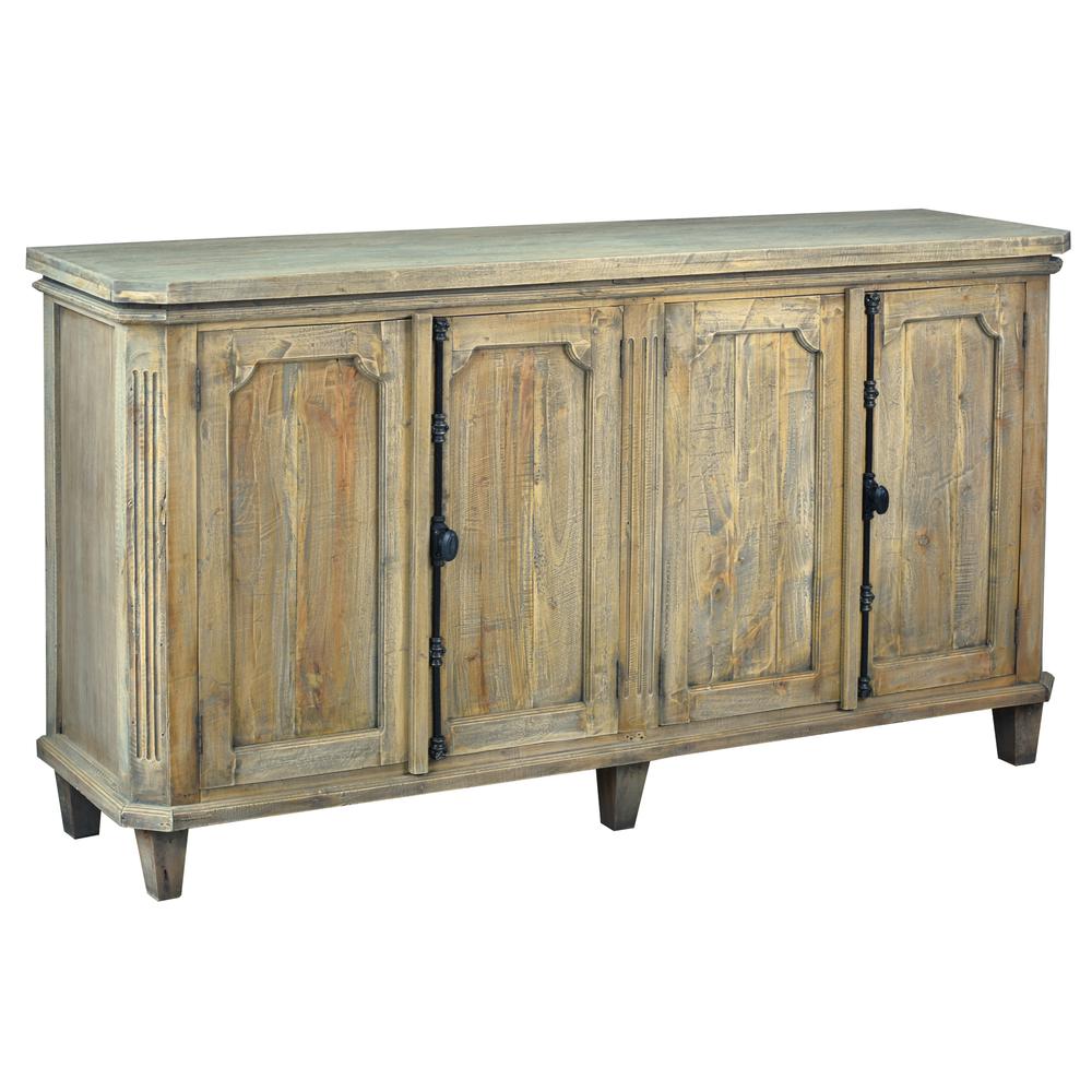 Shabby Chic Cottage 71 in. Driftwood Brown Solid Wood Buffet with Panel Door. Picture 2