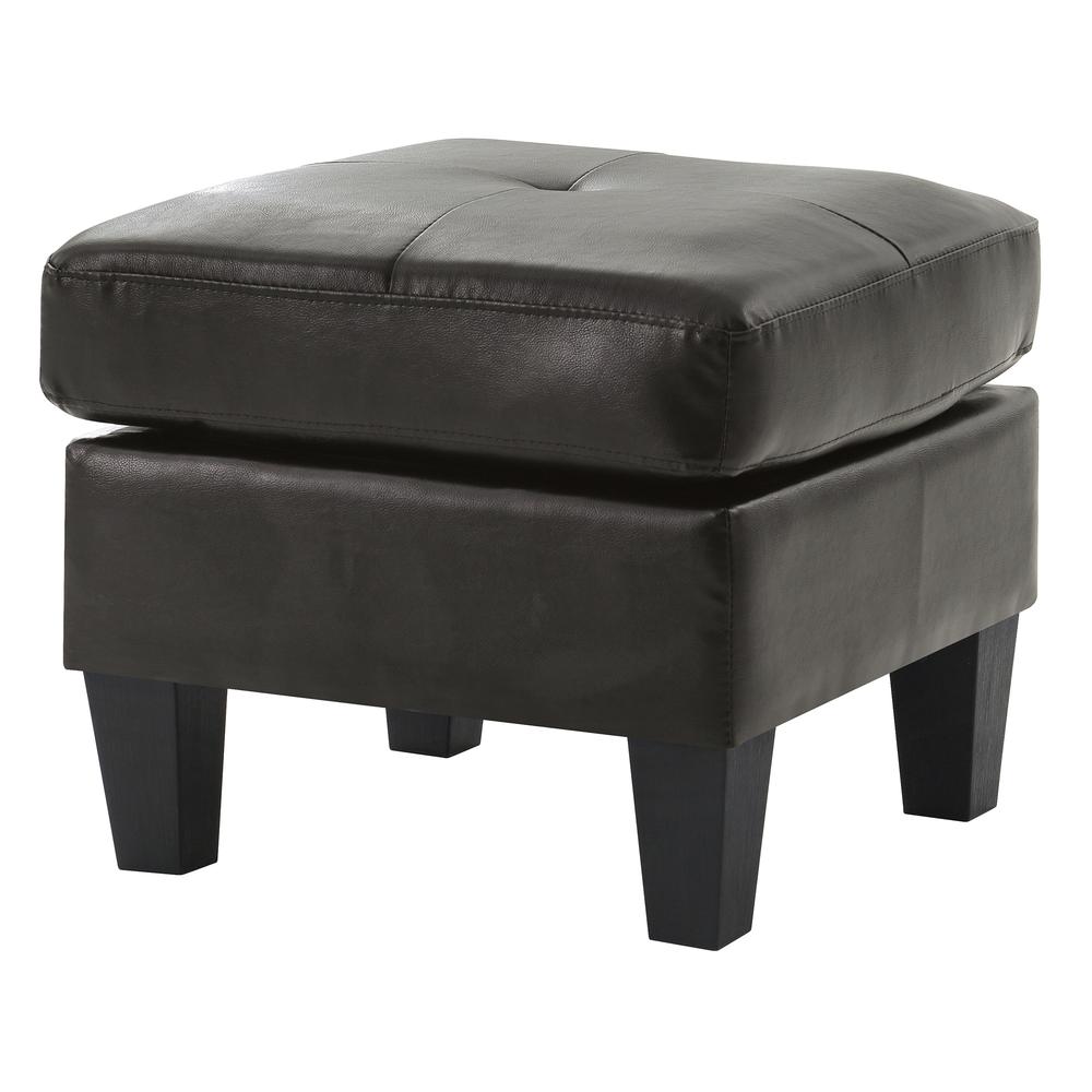 Newbury Black Faux Leather Upholstered Ottoman. Picture 1
