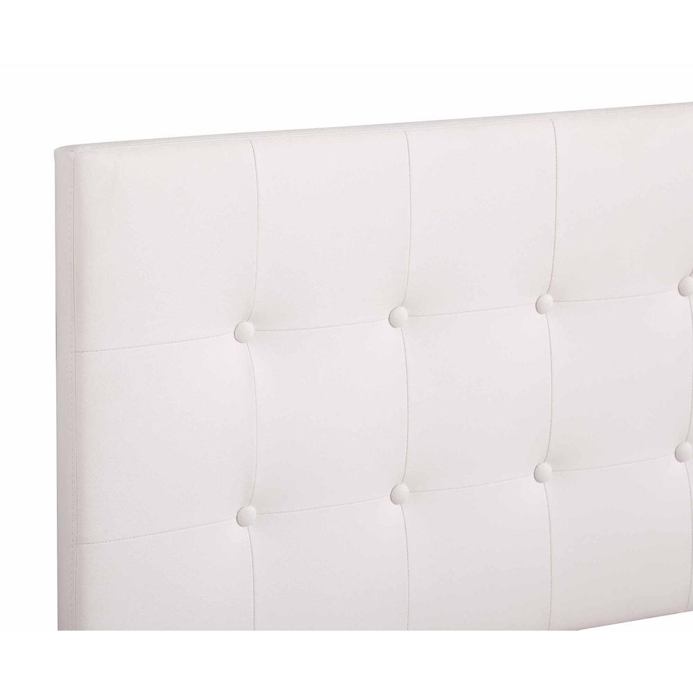 Caldwell White Faux Leather Button Tufted King Panel Bed. Picture 4