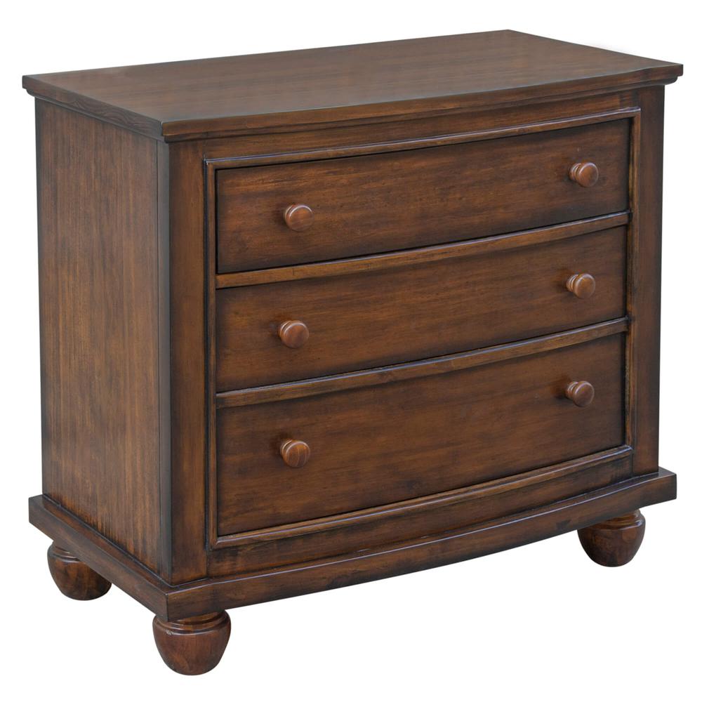 Bahama Shutter Wood 3-Drawer Tropical Walnut Nightstand 30 in. H x 33 in. W x 17 in. D. Picture 2