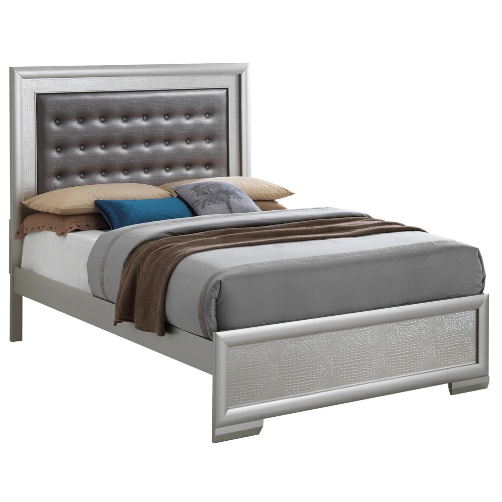 Kat Silver Champagne King Panel Beds. Picture 2
