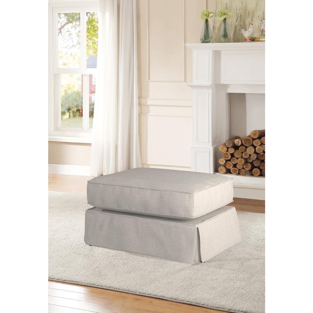 Americana Light Gray Upholstered Pillow Top Ottoman. Picture 6