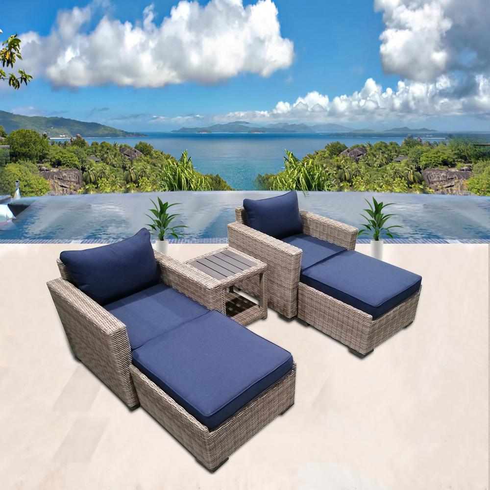 5-Piece Outdoor Patio Furniture Set Wicker Rattan Sectional Sofa & Couch with Coffee Table, CS-W34. Picture 6