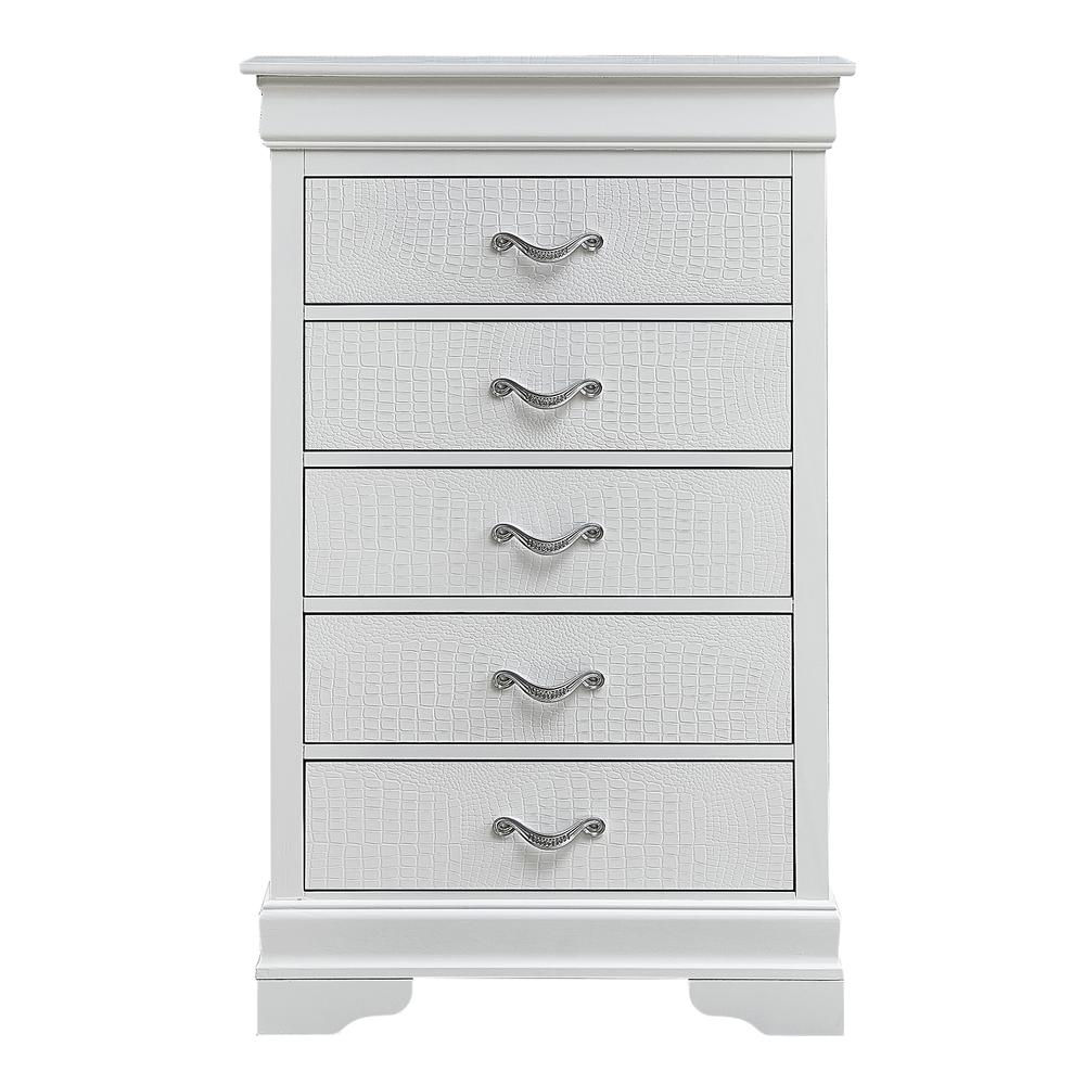 Lorana Silver Champagne 5-Drawer Chest of Drawers (31 in. L X 16 in. W X 48 in. H), PF-G6590-CH. Picture 1