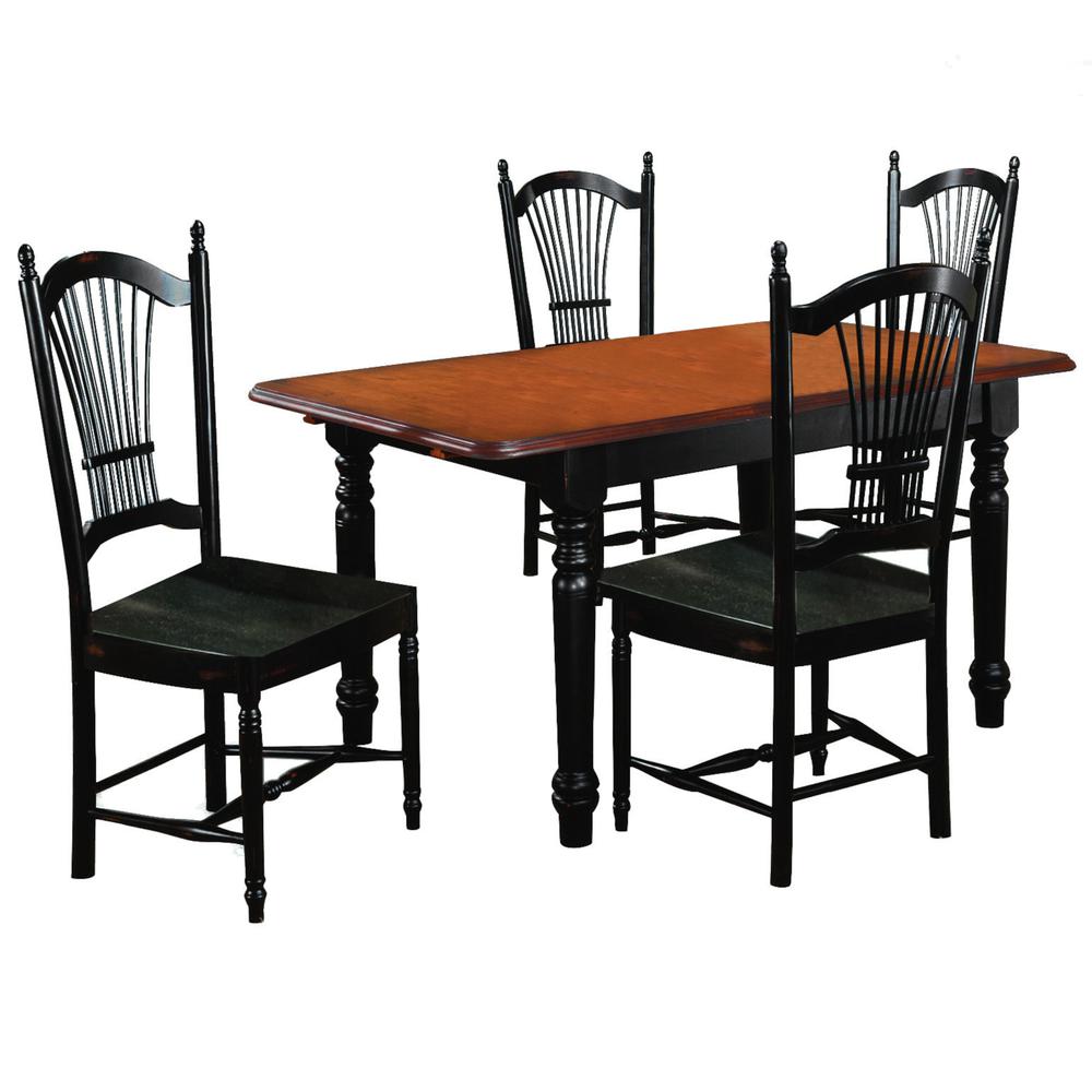 Black Cherry Selections 5-Piece Solid Wood Top Dining Table Set. Picture 1