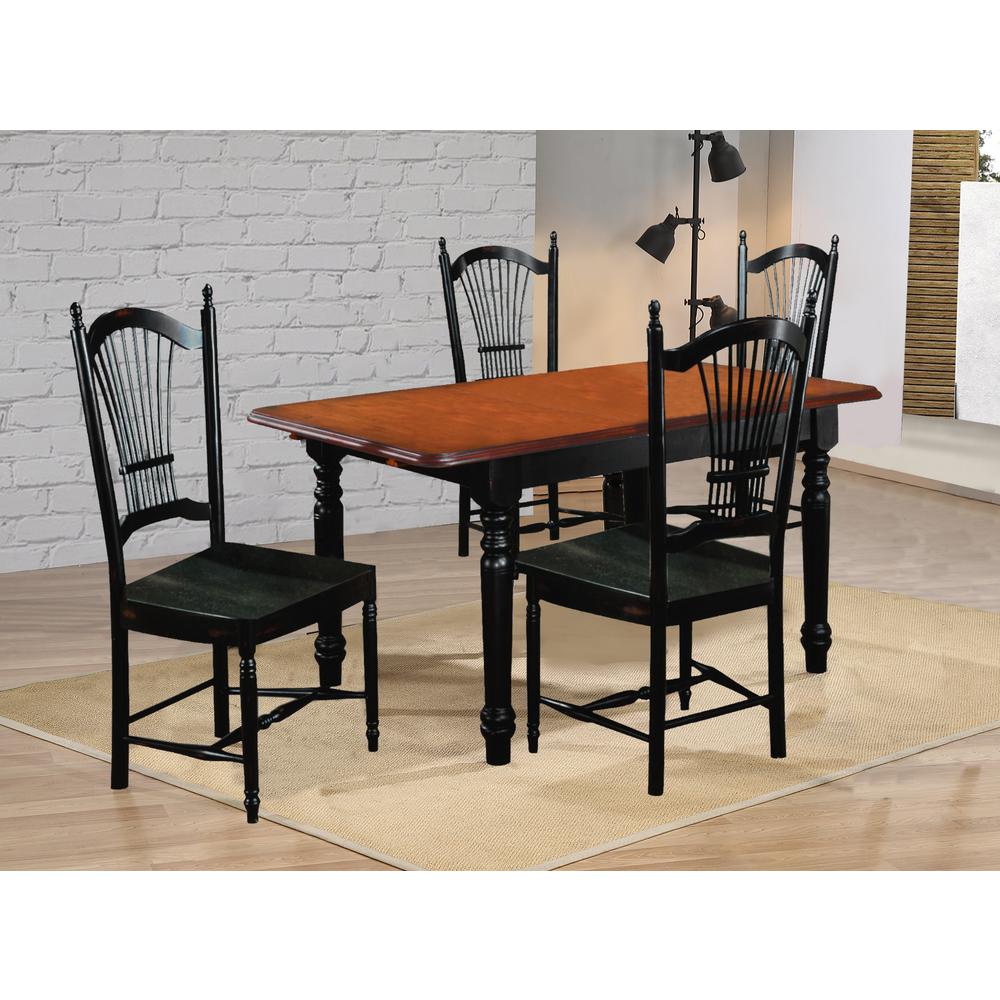 Black Cherry Selections 5-Piece Solid Wood Top Dining Table Set. Picture 9