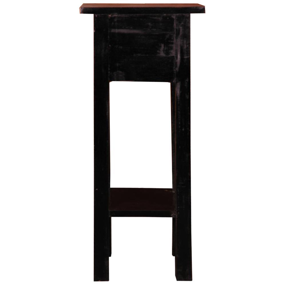 11.8 in.  Antique Black and Raftwood Brown Square Solid Wood End Table. Picture 3