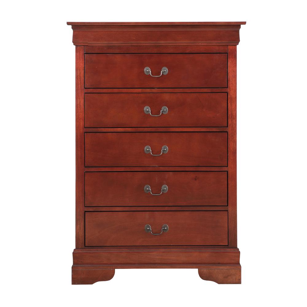 Louis Phillipe Cherry 5 Drawer Chest of Drawers (33 in L. X 18 in W. X 48 in H.). Picture 2