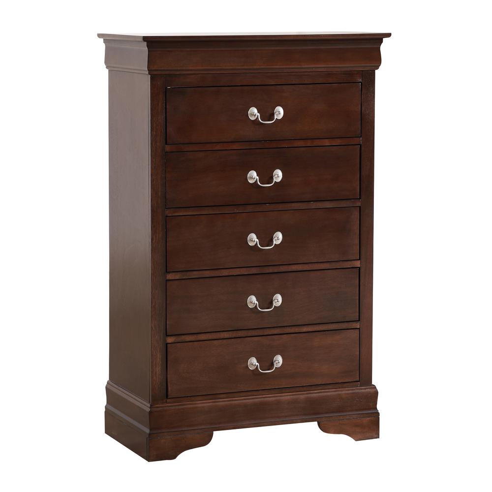 Louis Phillipe II Cappuccino 5 Drawer Chest of Drawers (31 in L. X 16 in W. X 48 in H.). Picture 1