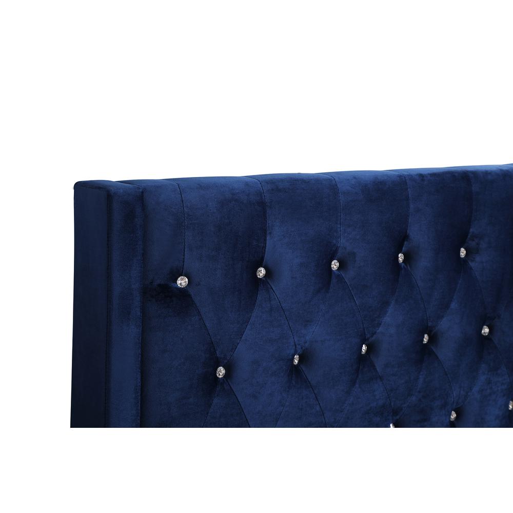 Bergen Navy Blue King Tufted Panel Bed. Picture 4