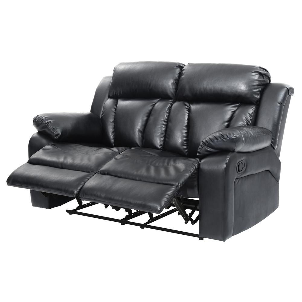 Daria 62 in. W Flared Arm Faux Leather Straight Reclining Sofa in Black. Picture 3