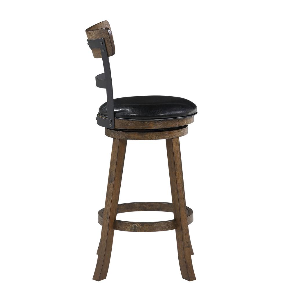 SH 42.5 in. Walnut High Back Wood and Metal 29 in. Bar Stool. Picture 4