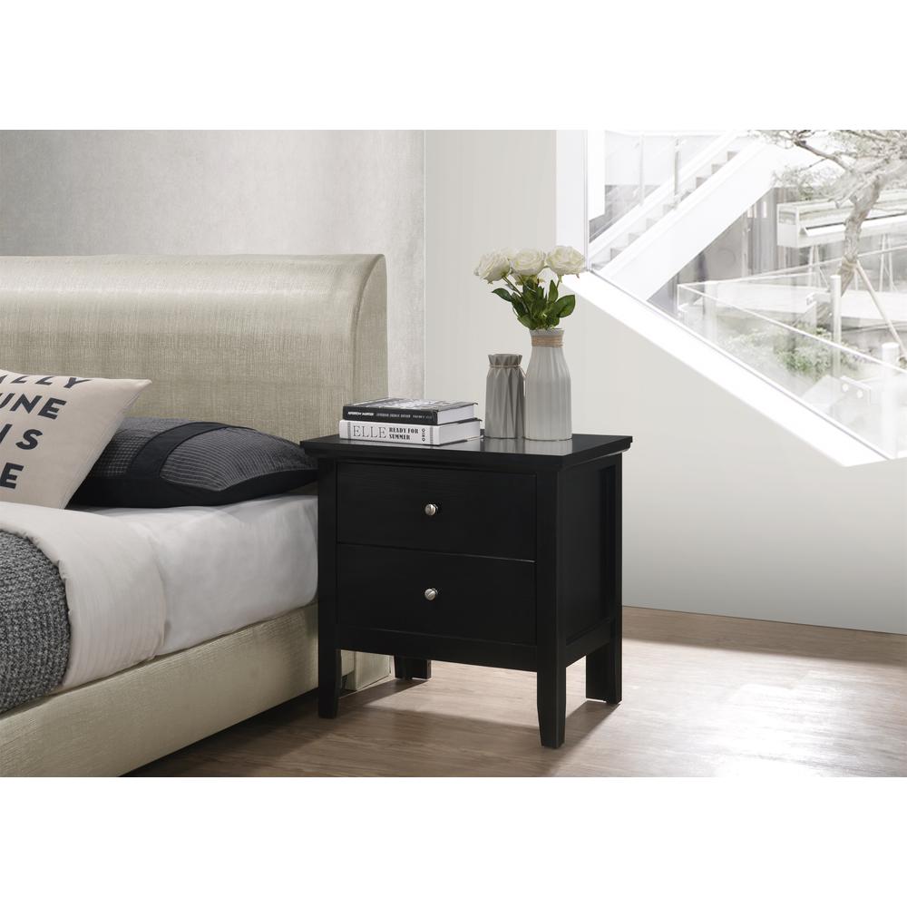 Primo 2-Drawer Black Nightstand (24 in. H x 15.5 in. W x 19 in. D). Picture 5