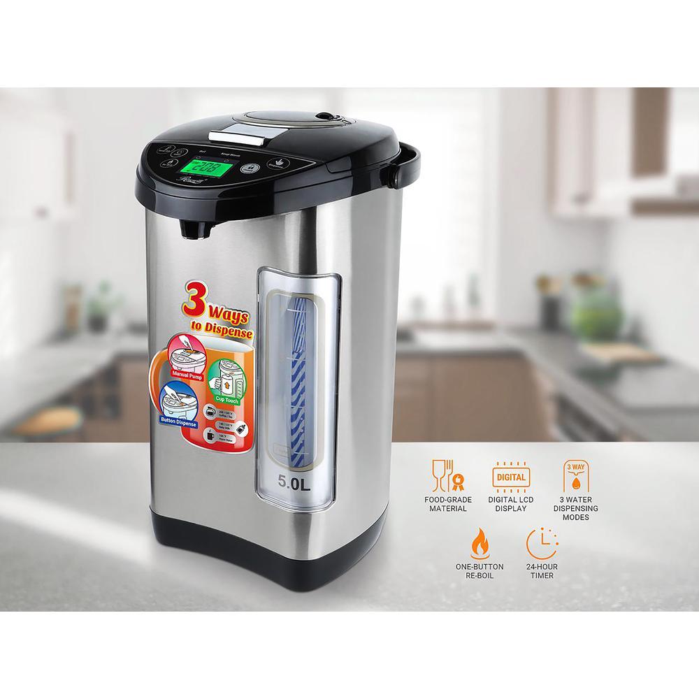 5L Backlight Hot Water Boiler Warmer Pot with 5 Keep-Warm Temperatures, Auto Lock, Boil Dry Protection, LCD Display, Electric and Manual Pump Water Dispenser. Picture 2