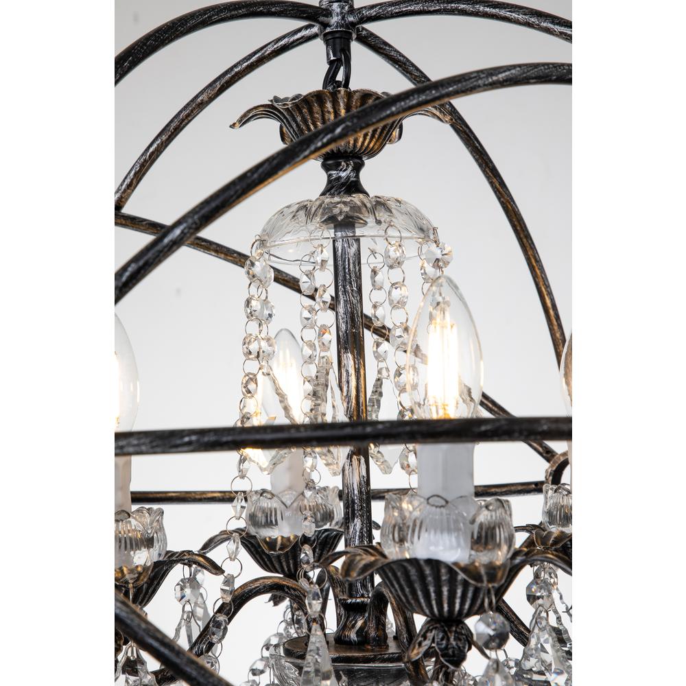 Eudora 4-Light Globe Hanging Chandelier with Crystal Accents Antique Black. Picture 6