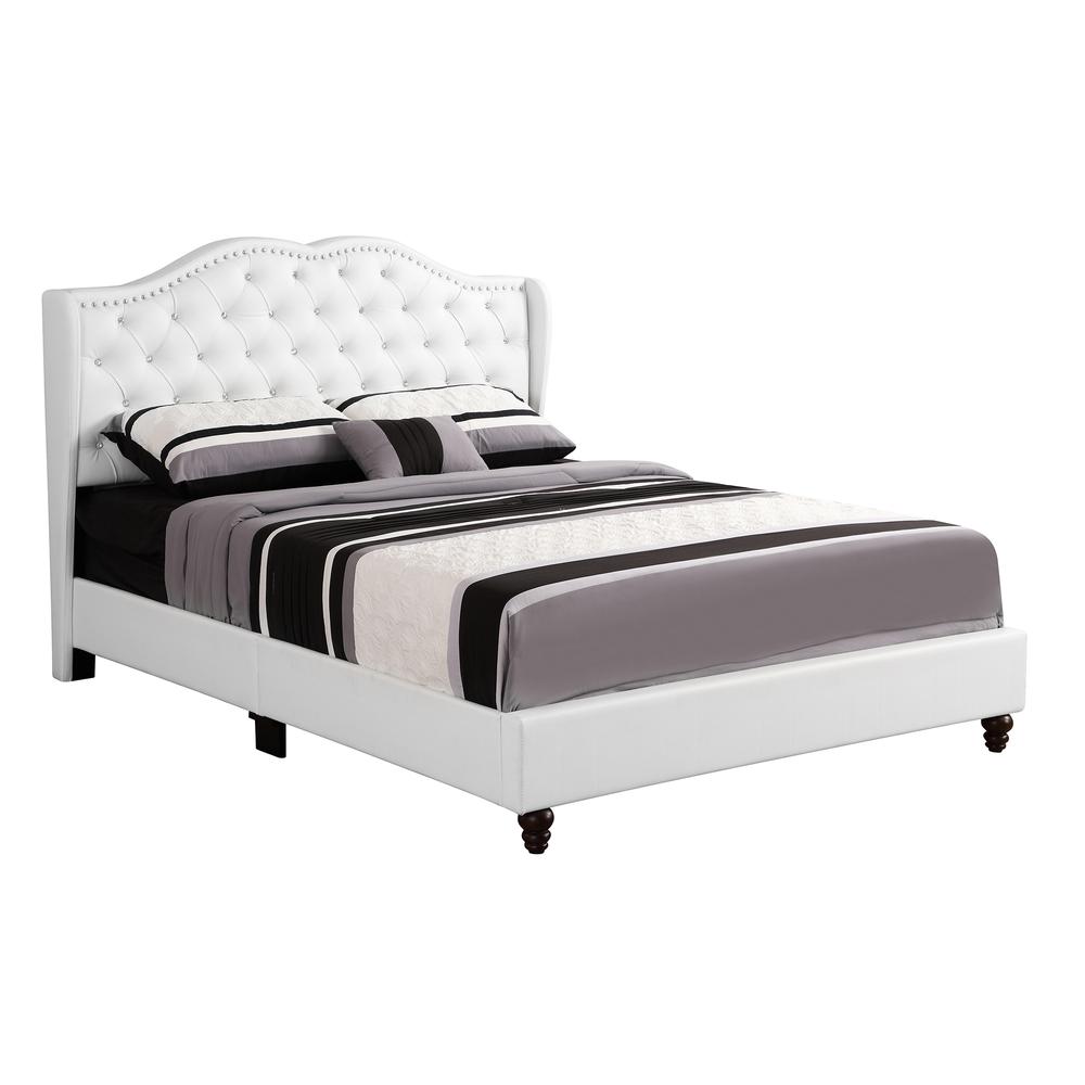Joy Jewel White Jewel Tufted Queen Panel Bed. Picture 1