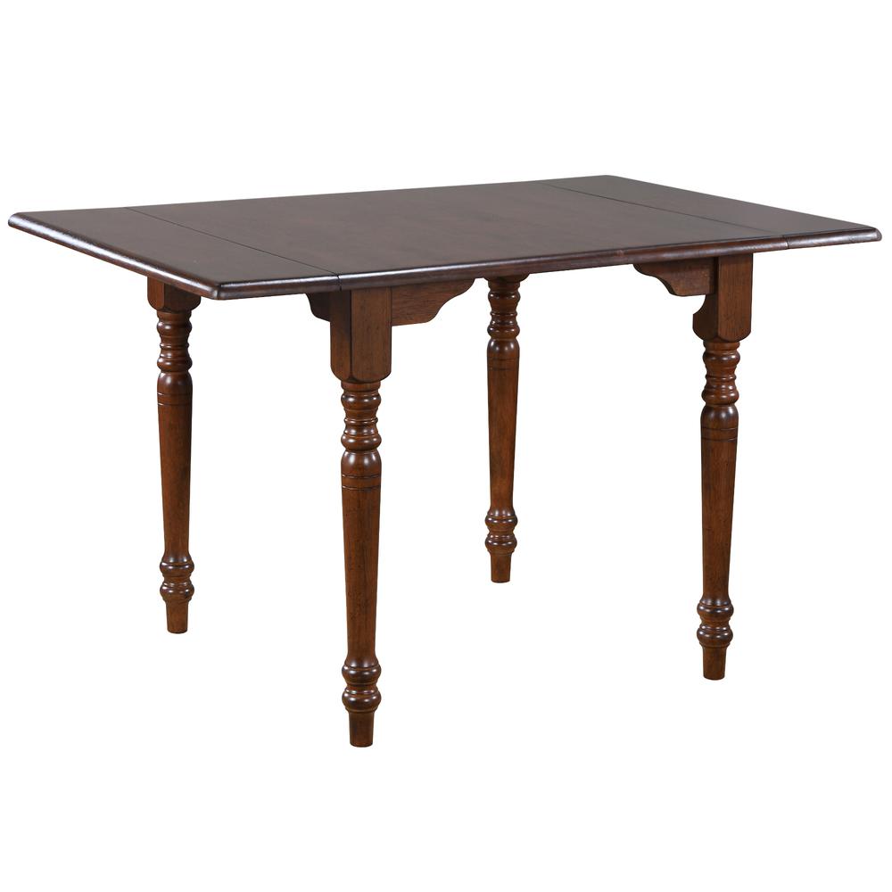 Andrews 3-Piece Solid Wood Top Distressed Chestnut Brown Dining Table Set with Expandable Drop Leaf. Picture 2
