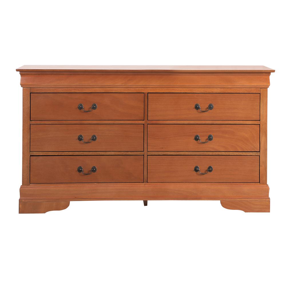 Louis Phillipe 6-Drawer Oak Double Dresser (33 in. X 18 in. X 60 in.). Picture 1