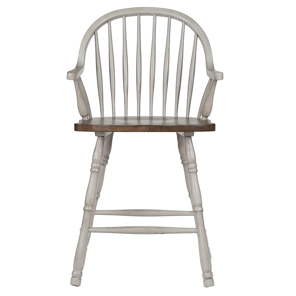 41 in. Distressed Light Gray and Nutmeg Brown High Back Wood Frame 24 in. Bar Stool (Set of 2). Picture 2