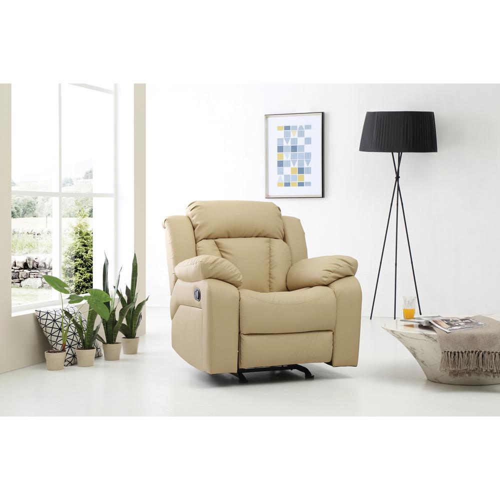 Daria Beige Faux Leather Upholstery Reclining Chair. Picture 5