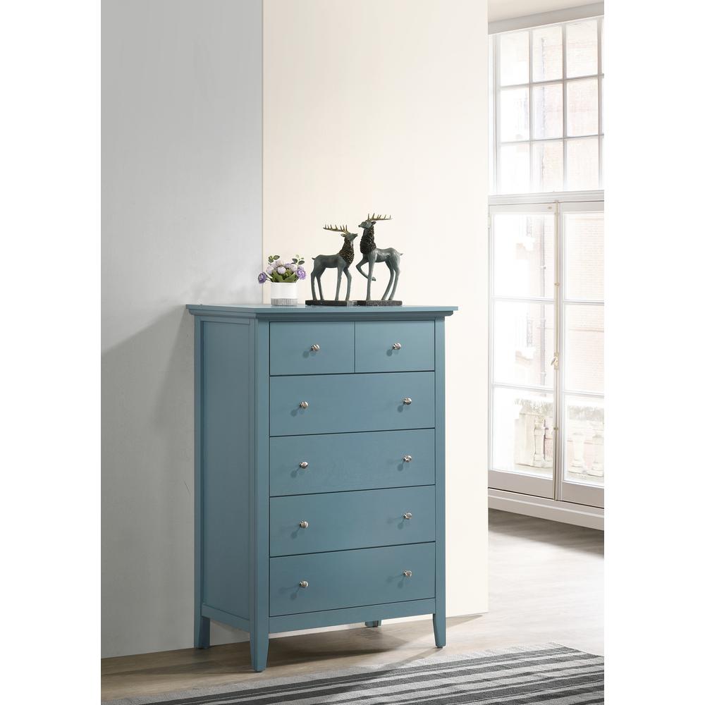 Hammond Teal 5 Drawer Chest of Drawers (32 in L. X 18 in W. X 48 in H.). Picture 5