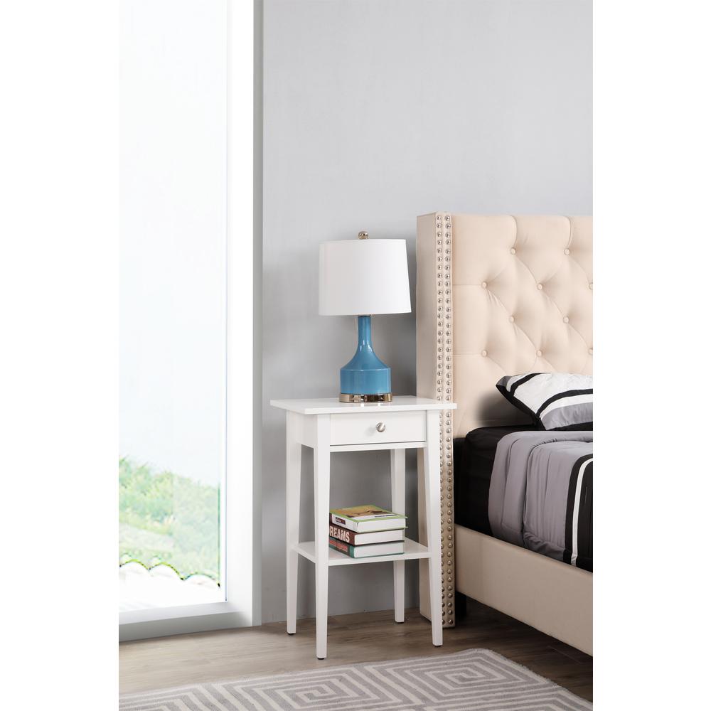 Dalton 1-Drawer White Nightstand (28 in. H x 14 in. W x 18 in. D). Picture 6