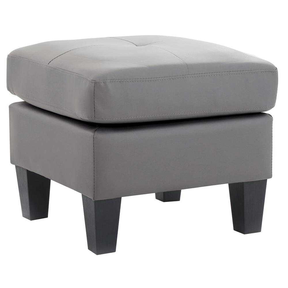 Newbury Gray Faux Leather Upholstered Ottoman. Picture 2
