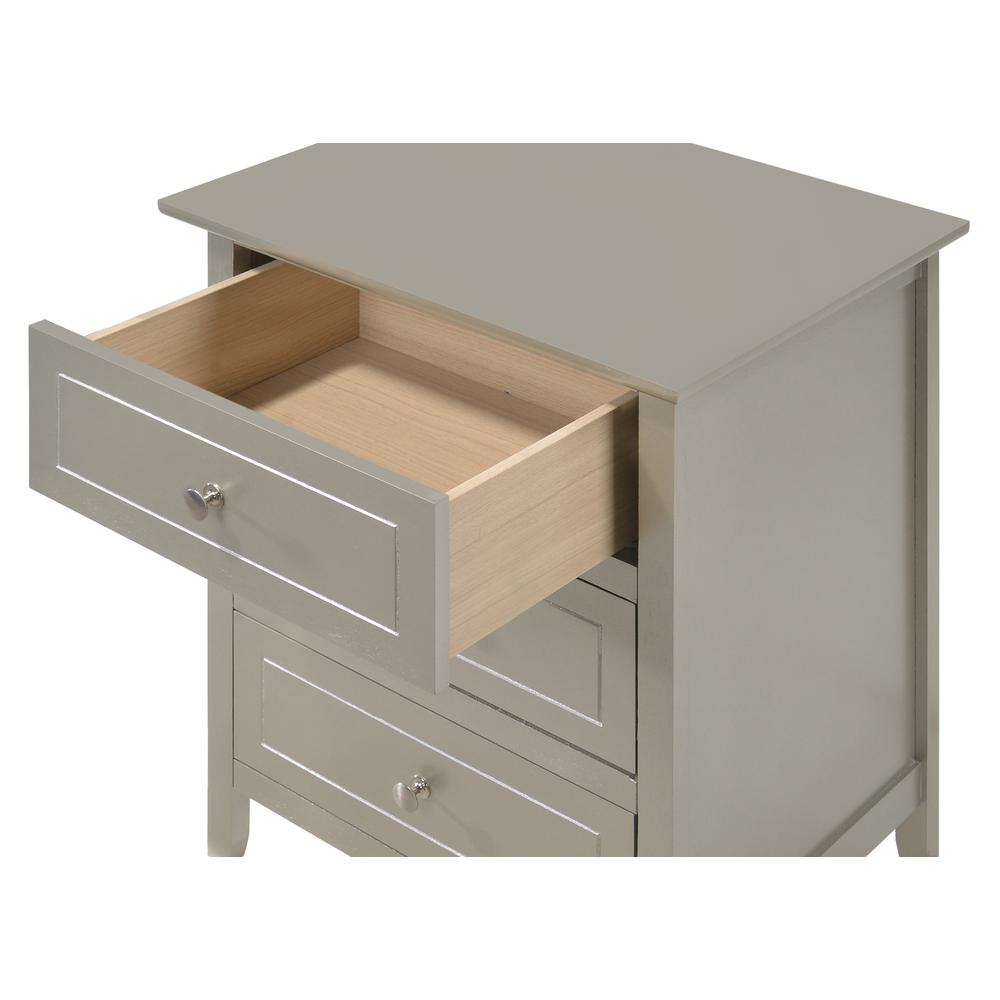 Daniel 3-Drawer Silver Champagne Nightstand (25 in. H x 15 in. W x 19 in. D). Picture 3